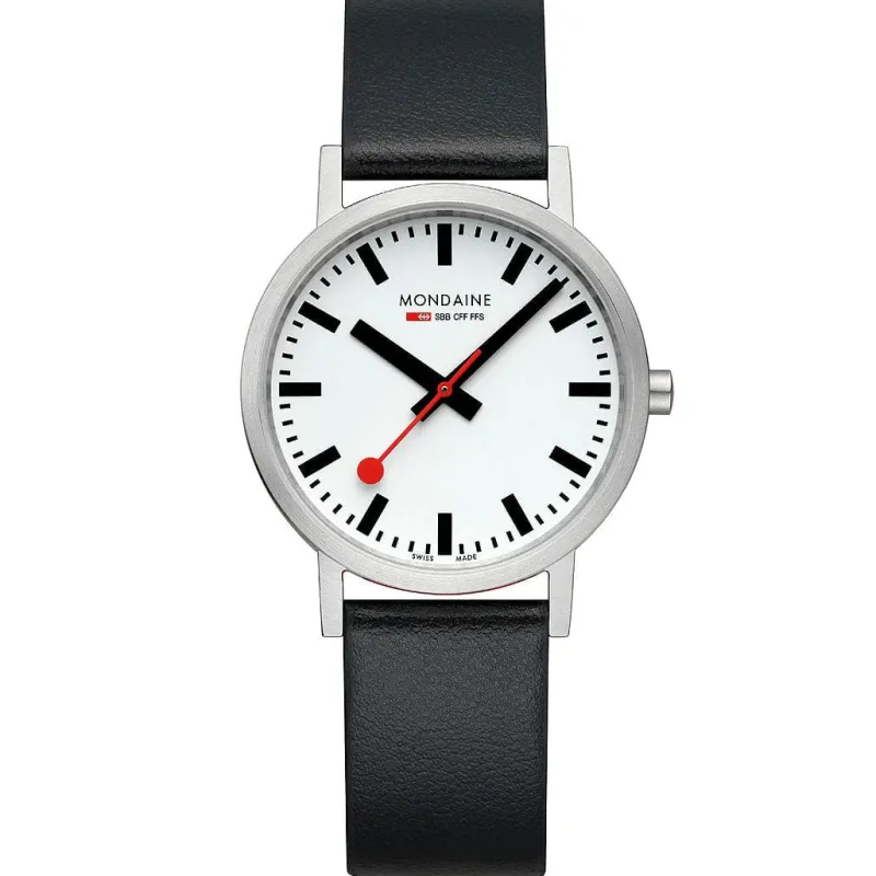 Mondaine Unisex Watches|Women's Watches<CLASSIC BRUSHED CASE BLACK VEGAN GRAPE LEATHER A6603031416SBBV