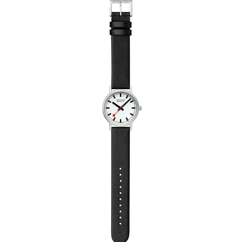 Mondaine Unisex Watches|Women's Watches<CLASSIC BRUSHED CASE BLACK VEGAN GRAPE LEATHER A6603031416SBBV
