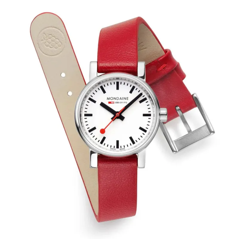 Mondaine Women's Watches<EVO2 26 MM Watch, RED VEGAN GRAPE LEATHER | Altman Luggage