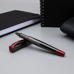 Monteverde Rollerball|Felt Tip<USA Impressa Rollerball Pen Gunmetal With Red Trim