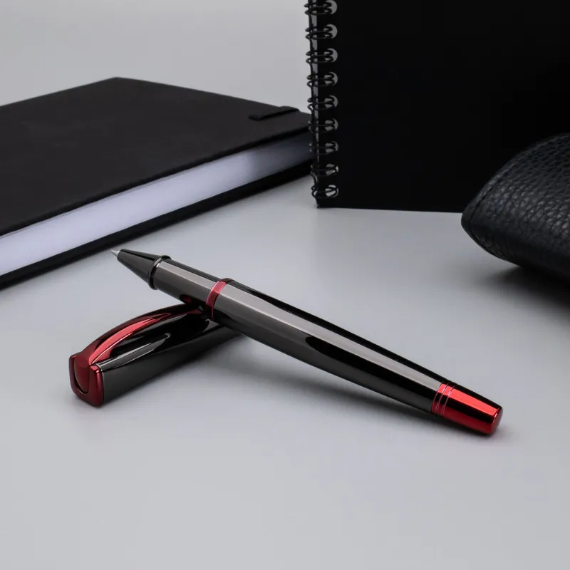Monteverde Rollerball|Felt Tip<USA Impressa Rollerball Pen Gunmetal With Red Trim