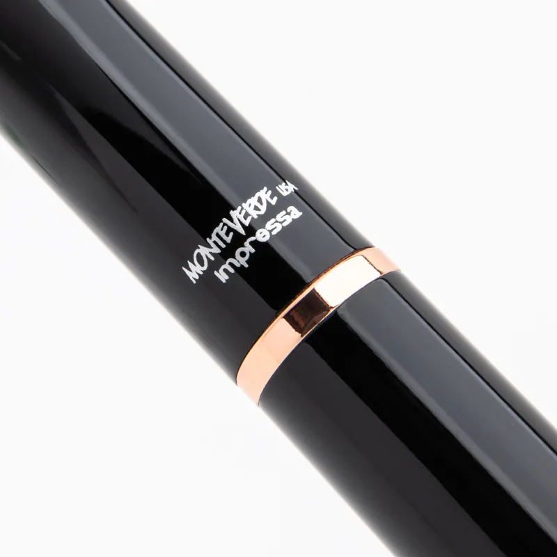 Monteverde Rollerball|Felt Tip<USA Impressa Rollerball Pen Black With Gold Trim