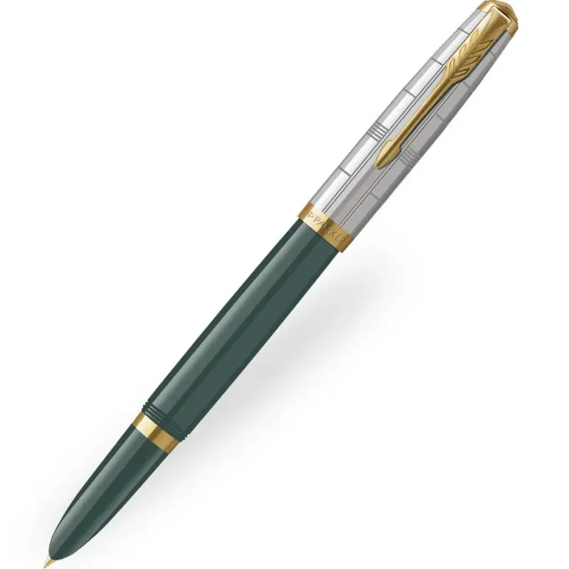 Parker Fountain<51 Premium Forest Limited Edition Green Gold Trim Fountain Pen