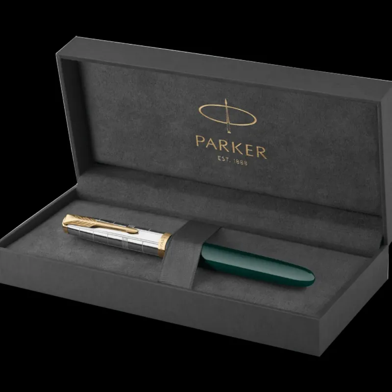 Parker Fountain<51 Premium Forest Limited Edition Green Gold Trim Fountain Pen