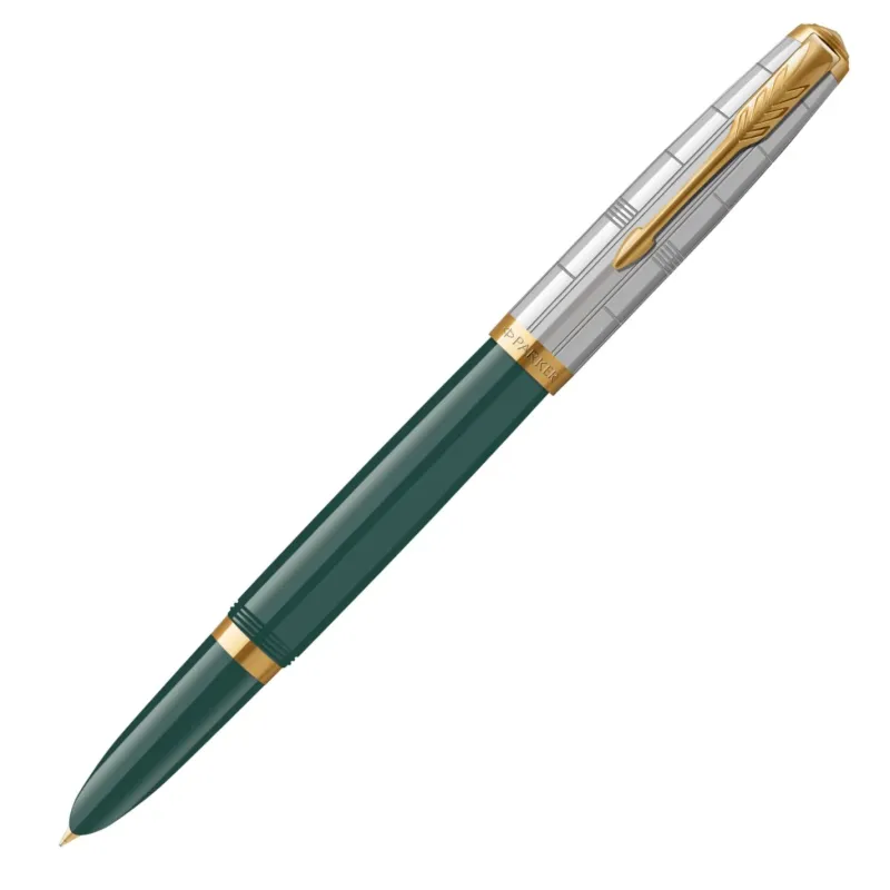 Parker Fountain<51 Premium Forest Limited Edition Green Gold Trim Fountain Pen