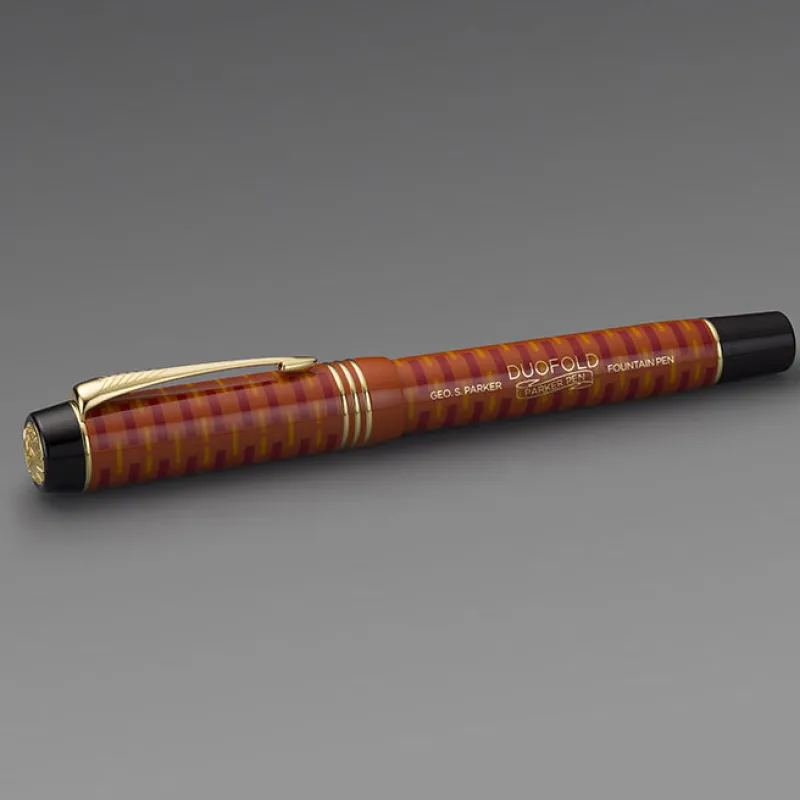 Parker Fountain<Duofold 100 LE Anniversary Centennial Limited Fountain Pen Blue GT Red