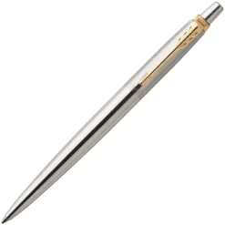 Parker Ballpoint<Jotter Stainless Steel Golden Trim Ballpoint Pen