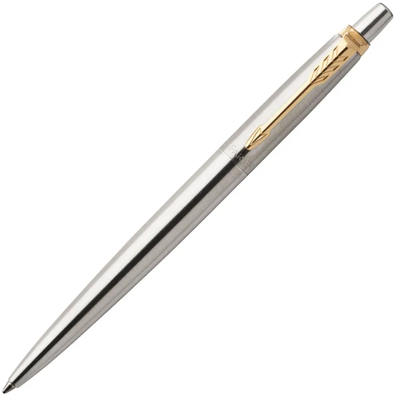 Parker Ballpoint<Jotter Stainless Steel Golden Trim Ballpoint Pen