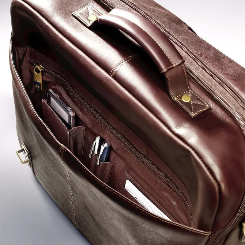 Samsonite Portfolios|Business Cases<Colombian Leather Flapover Case Double Gusset