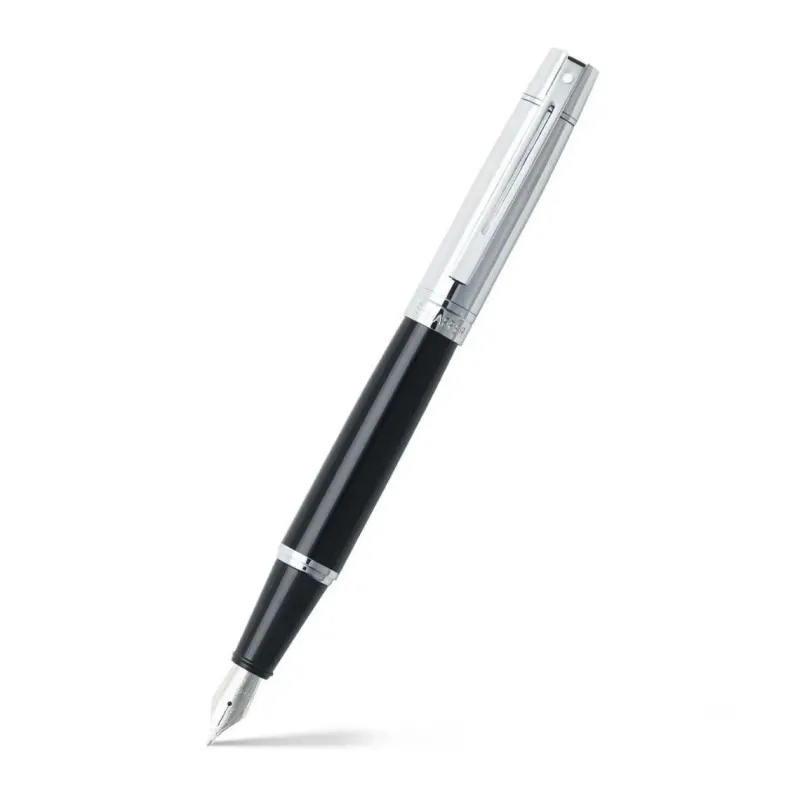 Sheaffer Fountain<300 9314 Black and Chrome Fountain Pen With Chrome Cap