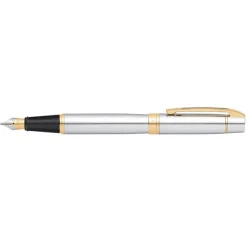 Sheaffer Fountain<300 Bright Chrome Fountain Pen With Gold Trims