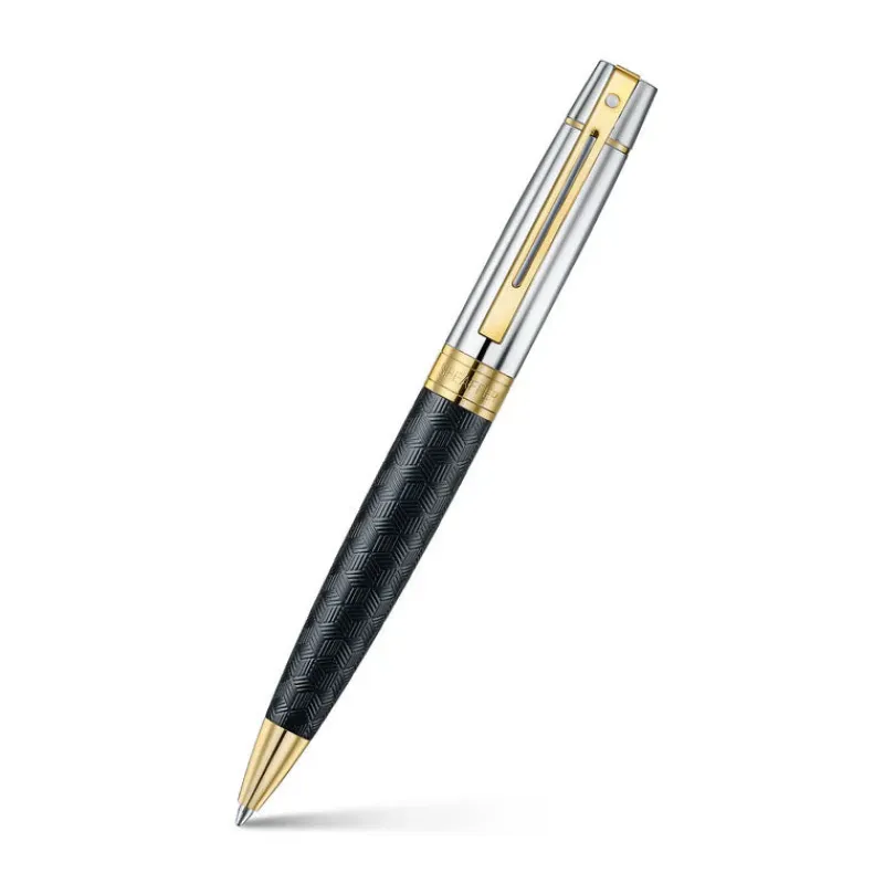 Sheaffer Ballpoint<300 ENGRAVED MATT BLACK BARREL AND SHINY CHROME CAP PVD GOLD TRIMS BP