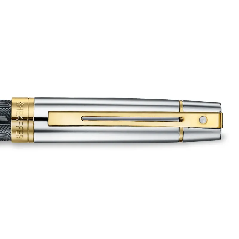 Sheaffer Rollerball|Felt Tip<300 ENGRAVED MATT BLACK BARREL AND SHINY CHROME GOLD TRIM RB