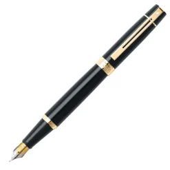 Sheaffer Fountain<300 Glossy Black Fountain Pen With Gold Trims
