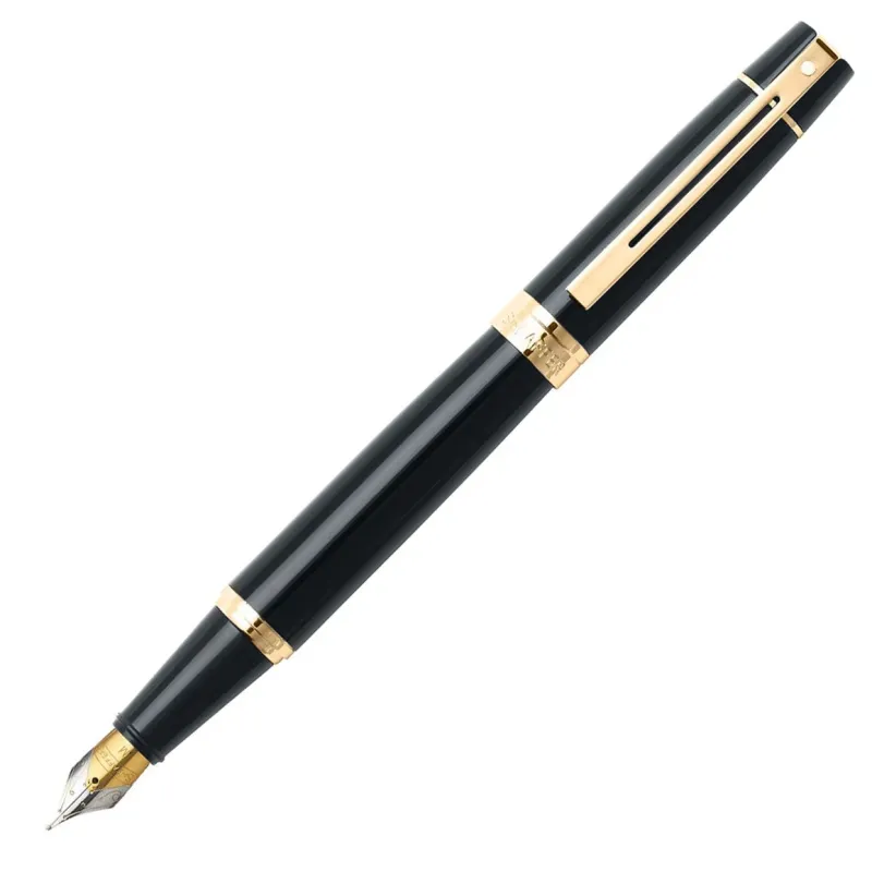 Sheaffer Fountain<300 Glossy Black Fountain Pen With Gold Trims