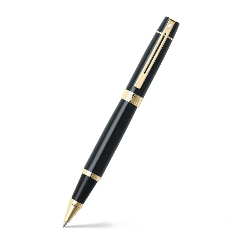 Sheaffer Rollerball|Felt Tip<300 Glossy Black with Gold Trims Rollerball Pen