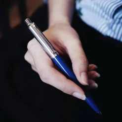 Sheaffer Ballpoint<Sentinel Blue and Chrome Ballpoint Pen With Chrome Trims