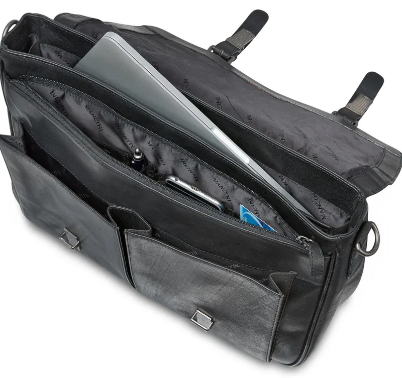 Mancini Portfolios|Business Cases<Single Compartment Briefcase for 15" Laptop with RFID Secure Pocket, 1