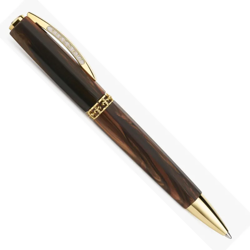 Visconti Ballpoint<Medici Briarwood Yellow Gold Ballpoint Pen | Altman Luggage