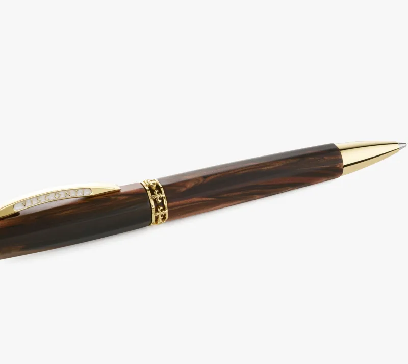 Visconti Ballpoint<Medici Briarwood Yellow Gold Ballpoint Pen | Altman Luggage