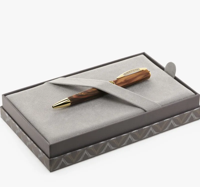 Visconti Ballpoint<Medici Briarwood Yellow Gold Ballpoint Pen | Altman Luggage