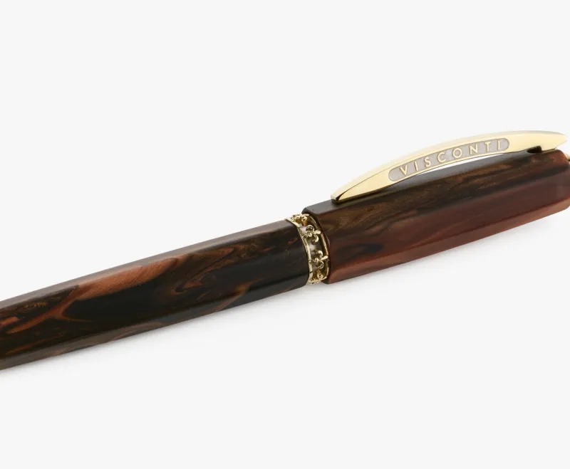 Visconti Rollerball|Felt Tip<Medici Briarwood Yellow Gold Rollerball Pen | Altman Luggage